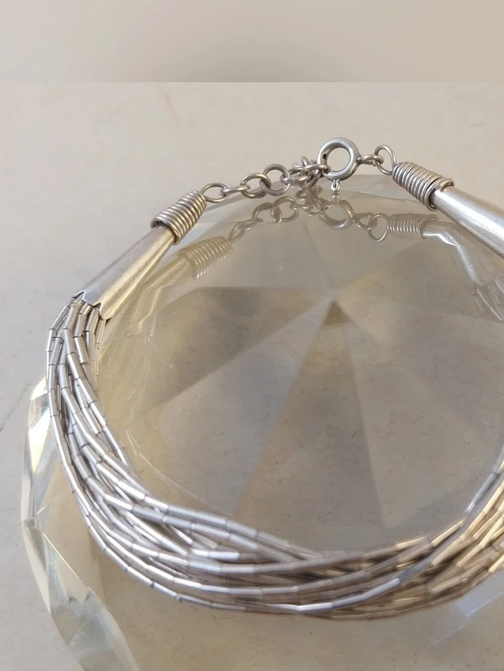 Vintage Sterling Silver Multi-Strand Tube Bead Bracelet - Women's Jewelry - Picture 3 of 12